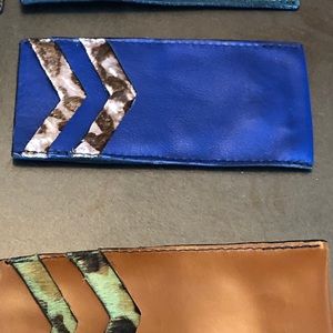 Blue leather leopard print hair card case NWT